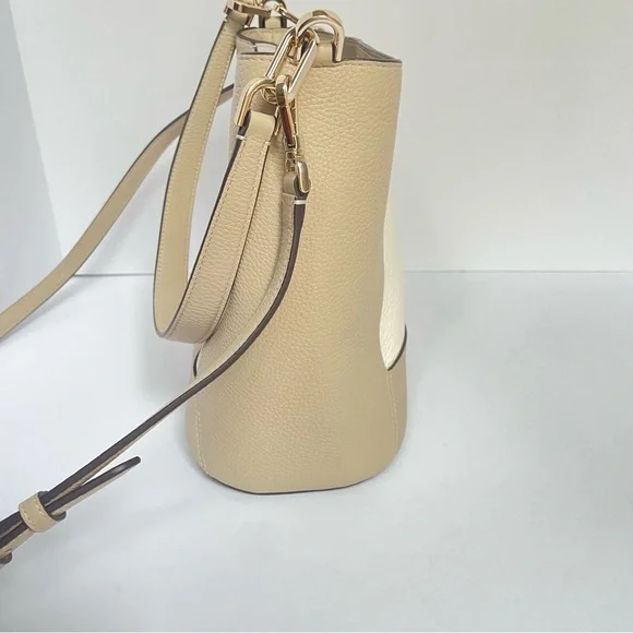 Kate Spade New York Lena Tan White Leather Colorblock Bucket Bag - Picture 9 of 13
